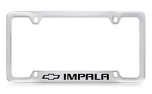 Chevrolet Impala Logo Bottom Engraved Chrome Plated Metal License Plate Frame With Black Imprint