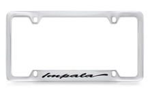 Chevrolet Impala Script Bottom Engraved Chrome Plated Brass License Plate Frame Black Imprint