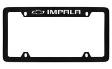 Chevrolet Impala With Logo Top Engraved Black Coated Zinc License Plate Frame With Silver Imprint