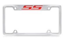 Chevrolet SS Top Engraved Chrome Plated Brass License Plate Frame With Red Imprint