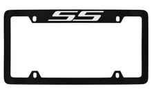 Chevrolet SS Top Engraved Black Coated Zinc License Plate Frame With Silver Imprint