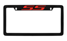 Chevrolet SS Top Engraved Black Coated Zinc License Plate Frame With Red Imprint