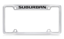 Chevrolet Suburban Top Engraved Chrome Plated Brass License Plate Frame With Black Imprint