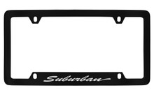 Chevrolet Surburban Script Bottom Engraved Black Coated Zinc License Plate Frame