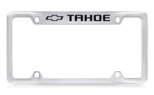 Chevrolet Tahoe Logo Top Engraved Chrome Plated Brass License Plate Frame With Black Imprint