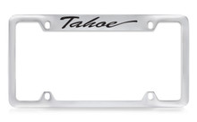 Chevrolet Tahoe Script Top Engraved Chrome Plated Brass License Plate Frame With Black Imprint