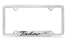 Chevrolet Tahoe Script Bottom Engraved Chrome Plated Brass License Plate Frame With Black Imprint