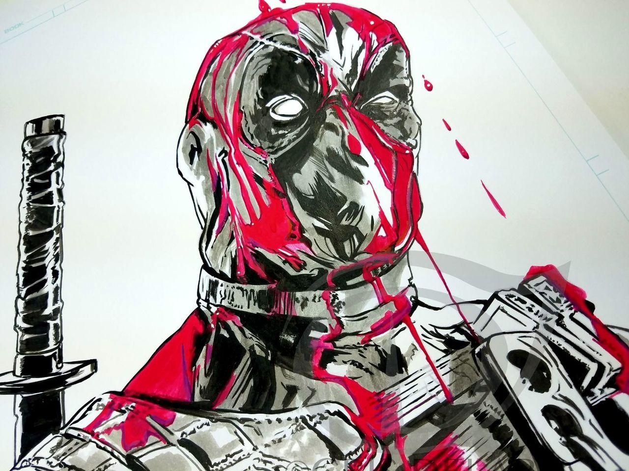 Original Deadpool Comic Book Art By Cris Delara