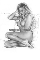 Pete Tapang "Seven Nights" Pin Up Girl Nude Art Signed Print B&W Matte