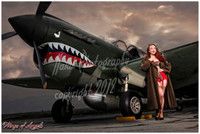 Wings of Angels Michael Malak Pin Up Jessamyne Giclee B WWII P-40E Warhawk