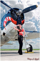 Wings of Angels Michael Malak Pin Up Print of Victoria Elder and the WWII F6F-5 Hellcat