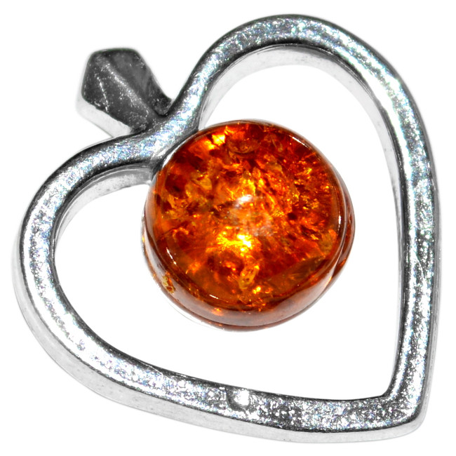 1.15g Apple Heart Authentic Baltic Amber 925 Sterling Silver Pendant Jewelry A661A