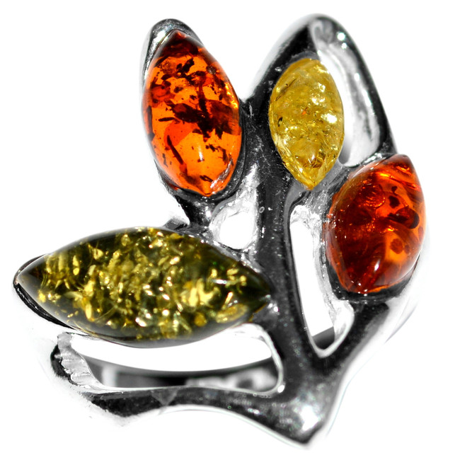 5.31g Authentic Baltic Amber 925 Sterling Silver Ring Jewelry s.6.5 A7380S65