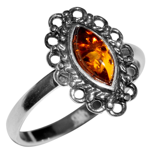 2.03g Authentic Baltic Amber 925 Sterling Silver Ring Jewelry s.6.5 A7268S65