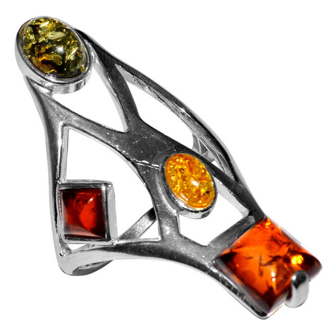 5.48g Authentic Baltic Amber 925 Sterling Silver Ring Jewelry s.7 A7375S7