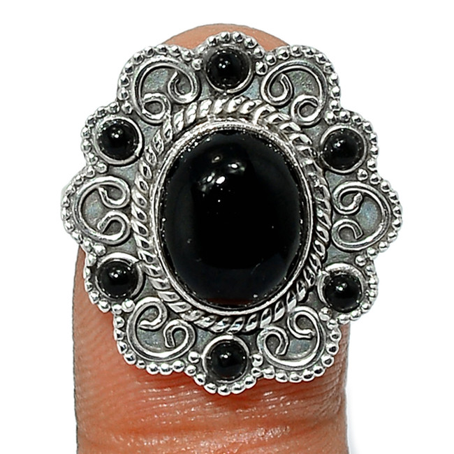 Filigree - Black Onyx, Brazil 925 Sterling Silver Ring XGB Jewelry s.7.5 BR82796