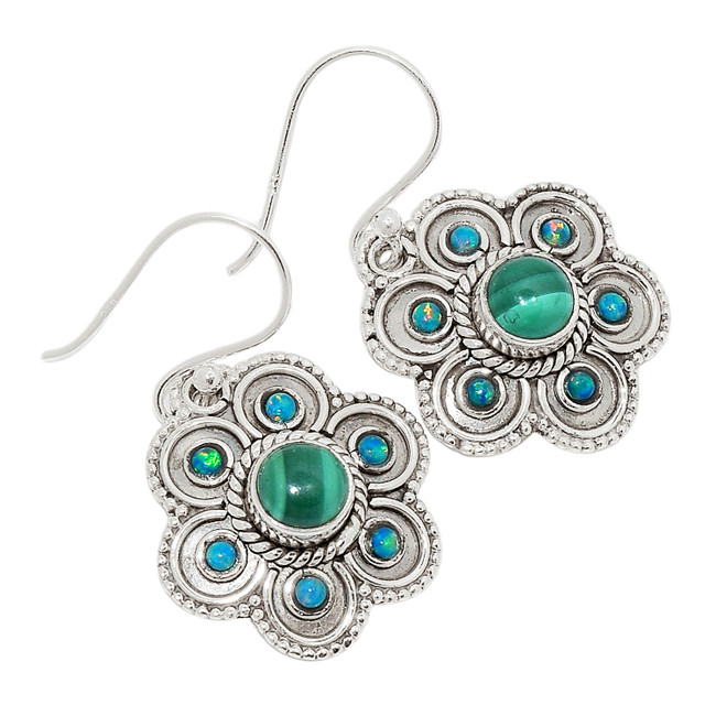 Handwork - Natural Malachite 925 Silver Earrings Jewelry ALLE-13207 HWRE3