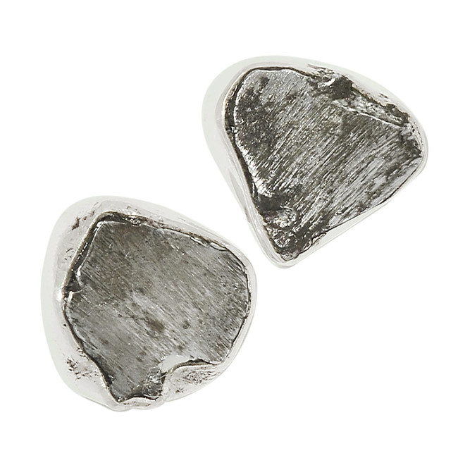 Natural Etching Iron Meteorite Del Campo 925 Silver Earring - Stud ALLE-13028