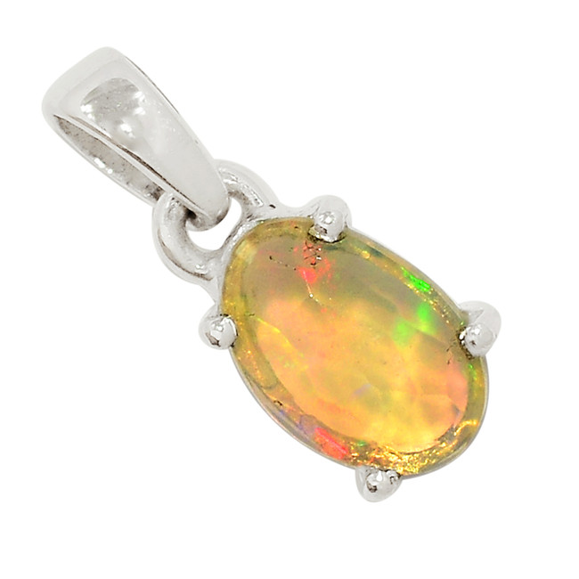 Natural Faceted Ethiopian Opal 925 Sterling Silver Pendant Jewelry ALLP-22431