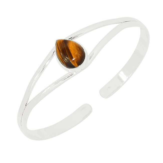 Natural Tiger Eye - Africa 925 Sterling Silver Bangle Jewelry BA2302