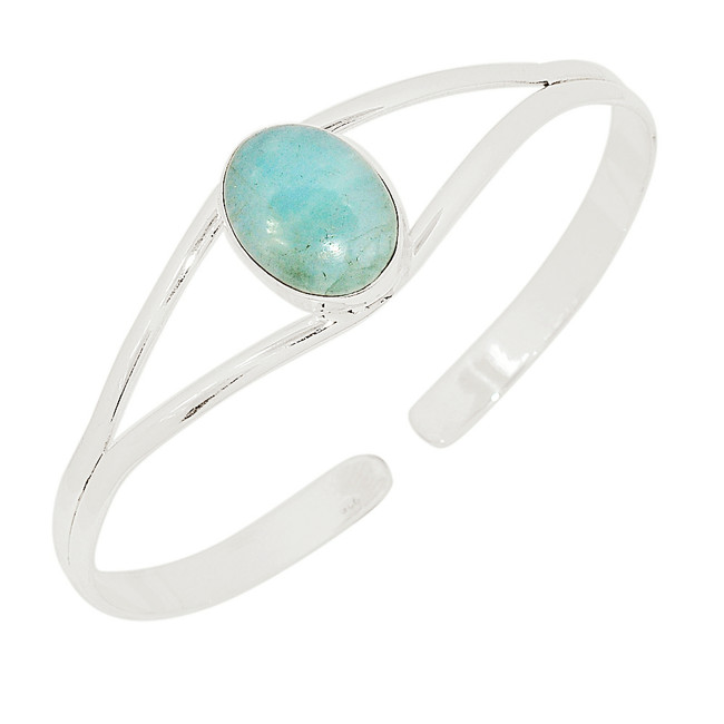Natural Aquamarine - Brazil 925 Sterling Silver Bangle Jewelry BA2277
