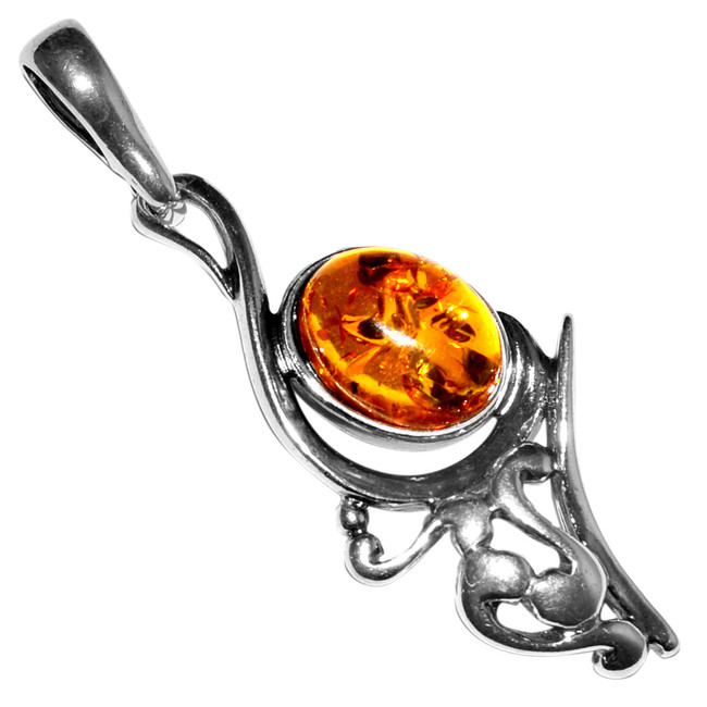2.14g Authentic Baltic Amber 925 Sterling Silver Pendant Jewelry A463