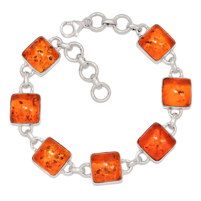 14g Synthetic Amber 925 Sterling Silver Bracelet Jewelry SB17275