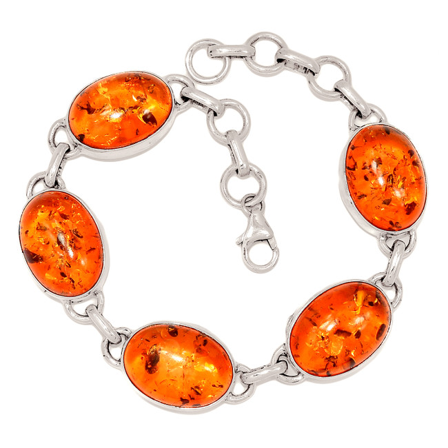 15g Synthetic Amber 925 Sterling Silver Bracelet Jewelry SB17268