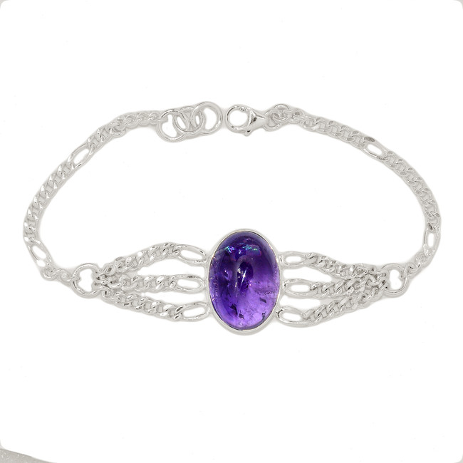 Natural Amethyst - Africa 925 Sterling Silver Bracelet Jewelry SB17225