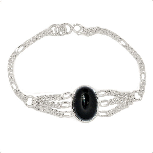 Black Onyx - Brazil 925 Sterling Silver Bracelet Jewelry SB17227