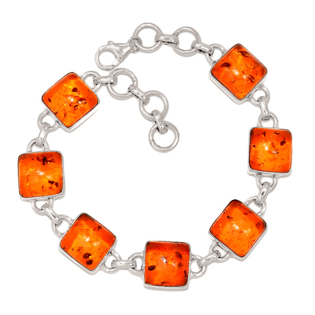 14g Synthetic Amber 925 Sterling Silver Bracelet Jewelry SB17273