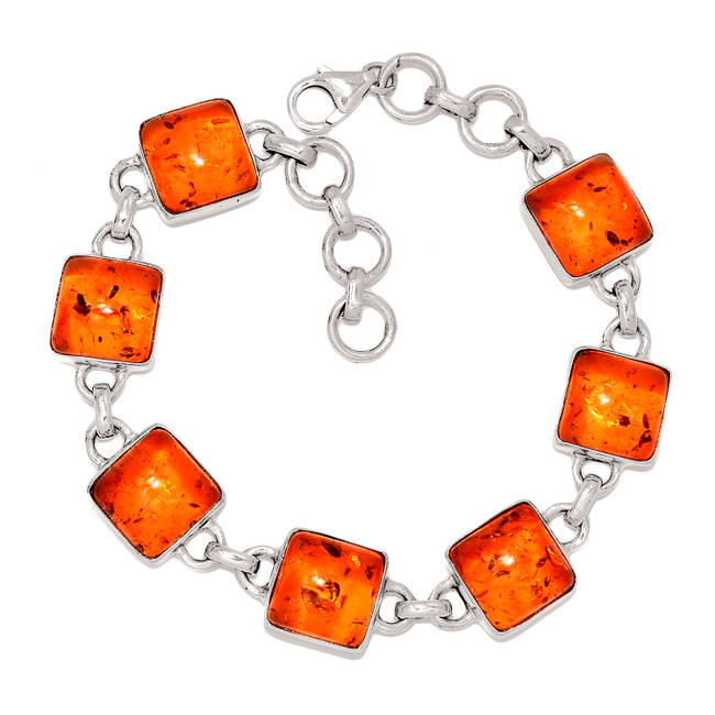 14g Synthetic Amber 925 Sterling Silver Bracelet Jewelry SB17270