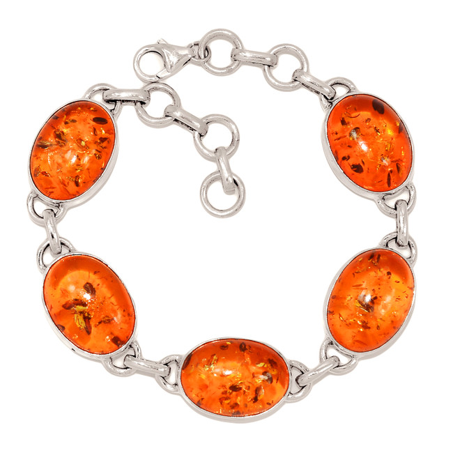 14g Synthetic Amber 925 Sterling Silver Bracelet Jewelry SB17265