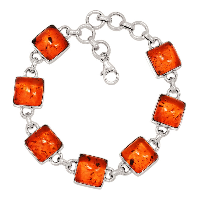 14g Synthetic Amber 925 Sterling Silver Bracelet Jewelry SB17271
