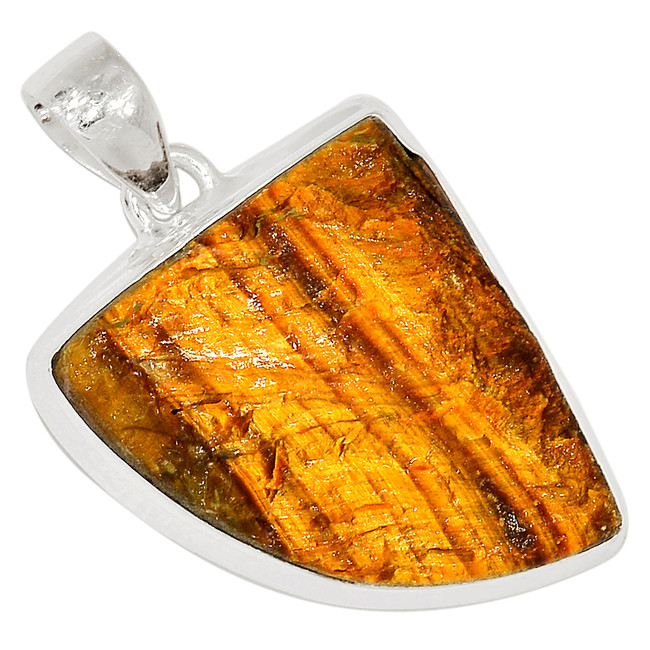 12g Natural Tiger Eye - Africa 925 Sterling Silver Pendant Jewelry ALLP-24059