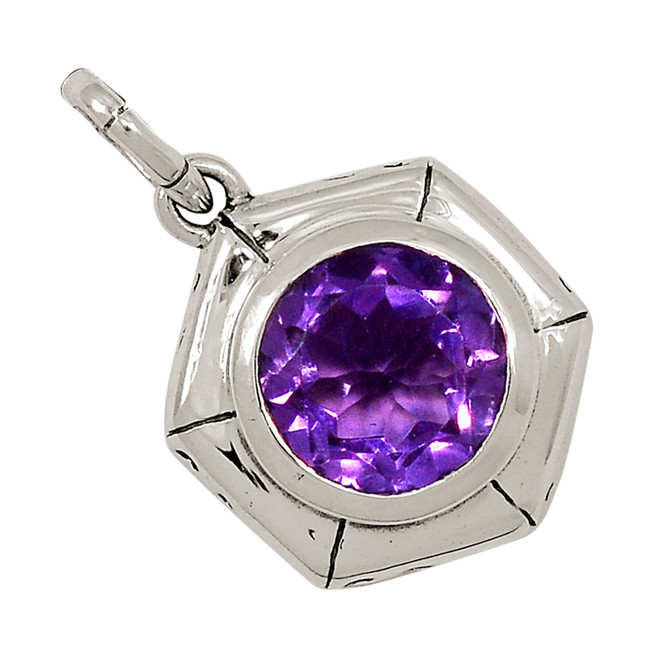 Natural Amethyst 925 Sterling Silver Pendant Jewelry ALLP-25015