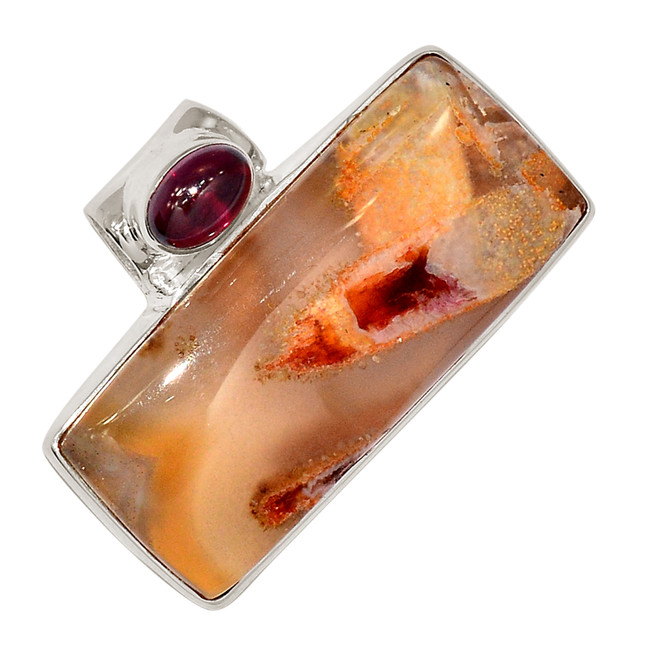 Natural Tube Agate - Turkish & Garnet 925 Silver Pendant Jewelry ALLP-25605