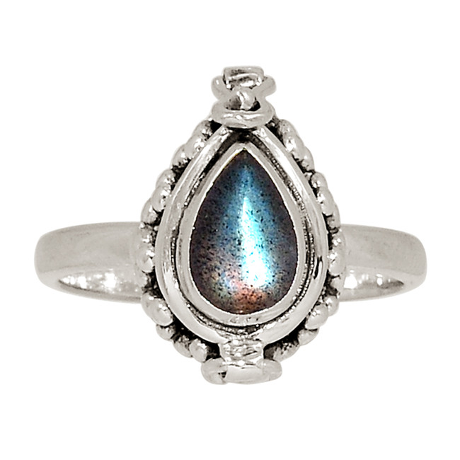 Natural Labradorite - Madagascar 925 Sterling Silver Ring Jewelry s.8 ALLR-26350