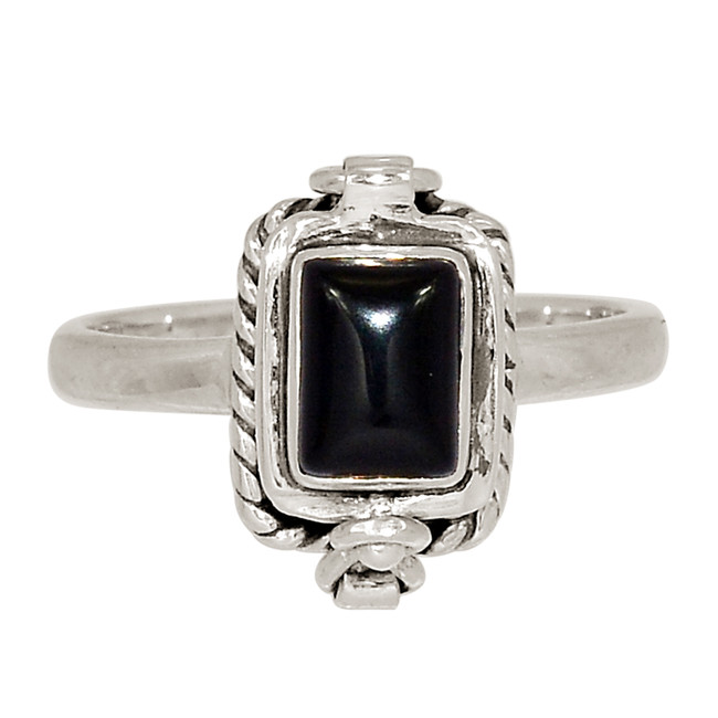 Black Onyx - Brazil 925 Sterling Silver Ring Jewelry s.7 ALLR-26356
