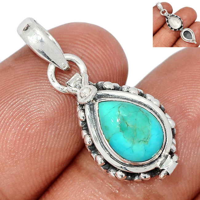 Poison - Composite Kingman Blue Mohave Turquoise 925 Silver Pendant CP51847