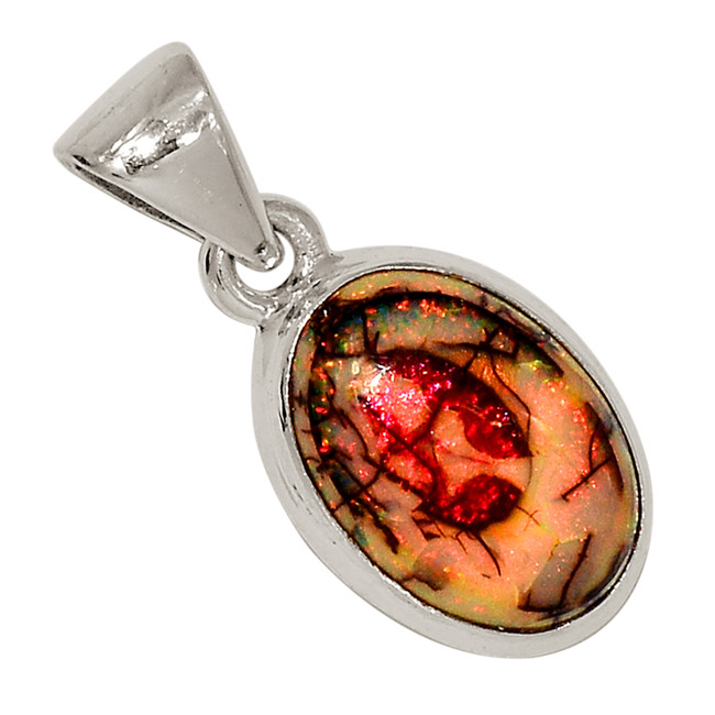 Lab Grown Sterling Opal 925 Sterling Silver Pendant Jewelry ALLP-25743