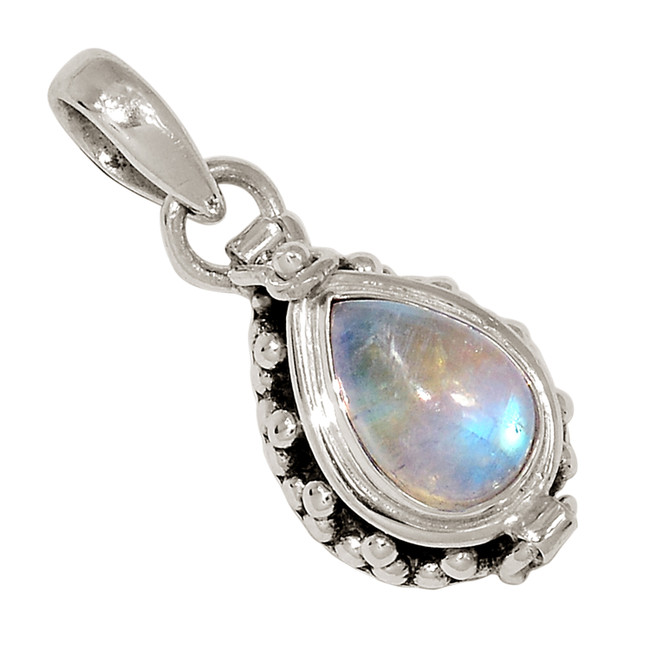 Posion - Natural Rainbow Moonstone 925 Silver Pendant Jewelry ALLP-25386