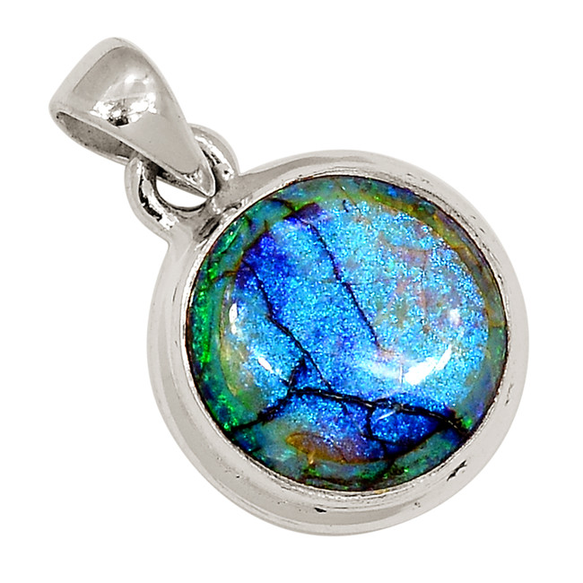 Lab Grown Sterling Opal 925 Sterling Silver Pendant Jewelry ALLP-25330