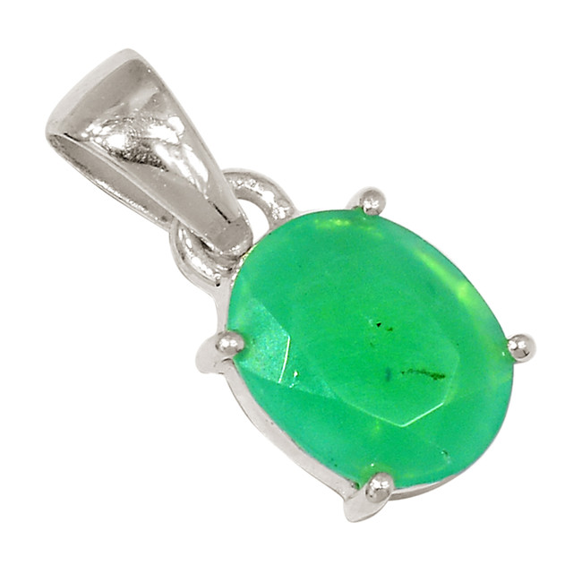Natural Faceted Chrysoprase - Australia 925 Silver Pendant Jewelry ALLP-25654