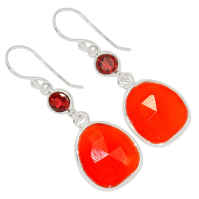 Carnelian & Garnet 925 Sterling Silver Earrings Jewelry ALLE-16039
