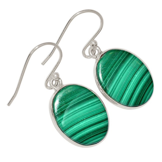 Natural Malachite - Congo 925 Sterling Silver Earrings Jewelry ALLE-16767
