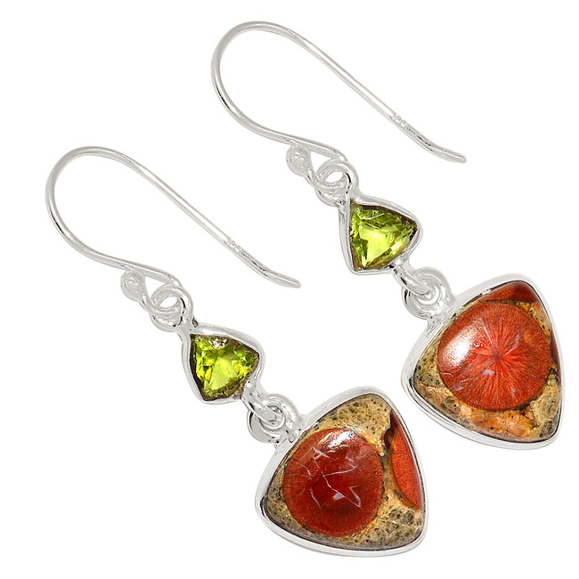 Natural Peanut Obsidian & Peridot 925 Silver Earrings Jewelry ALLE-16098