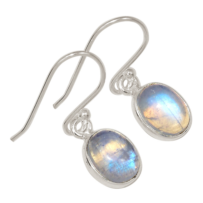 Natural Rainbow Moonstone - India 925 Silver Earrings Jewelry ALLE-16830