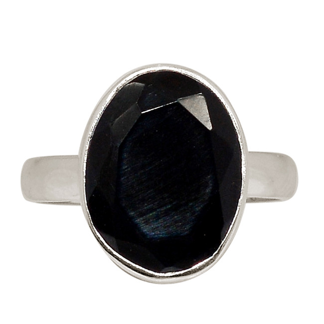 Faceted Black Onyx - Brazil 925 Sterling Silver Ring Jewelry s.8 ALLR-26947