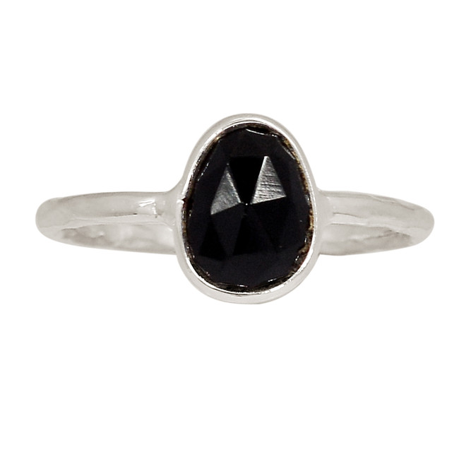 Faceted Black Onyx - Brazil 925 Sterling Silver Ring Jewelry s.6.5 ALLR-27013